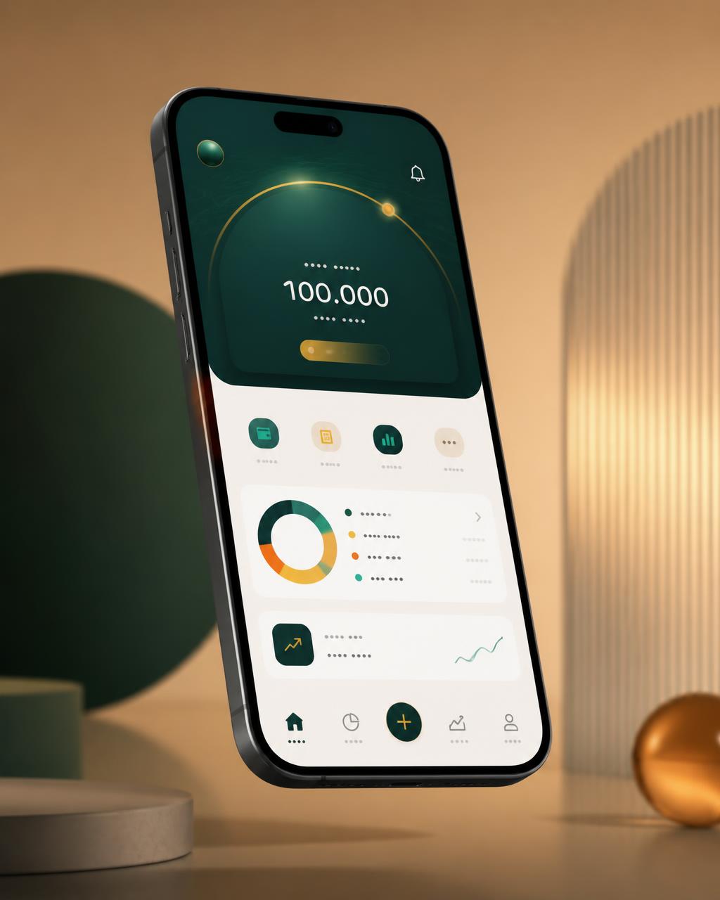 App Stella RD mostrando el saldo, las categorías de gasto y la barra de navegación